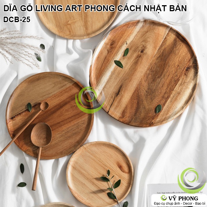 DĨA GỖ TRÒN PHONG CÁCH NHẬT BẢN LIVING ART VINTAGE TRANG TRÍ BẾP ĐẠO CỤ CHỤP ẢNH SẢN PHẨM INS DCB-25