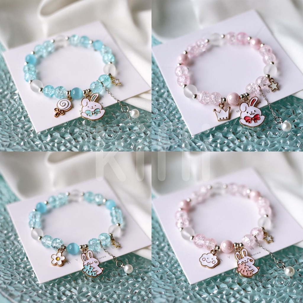 【kifli】Vòng Tay Chuỗi Hạt Pha Lê Phối Mặt Hình Bướm Thời Trang Cho Nữ