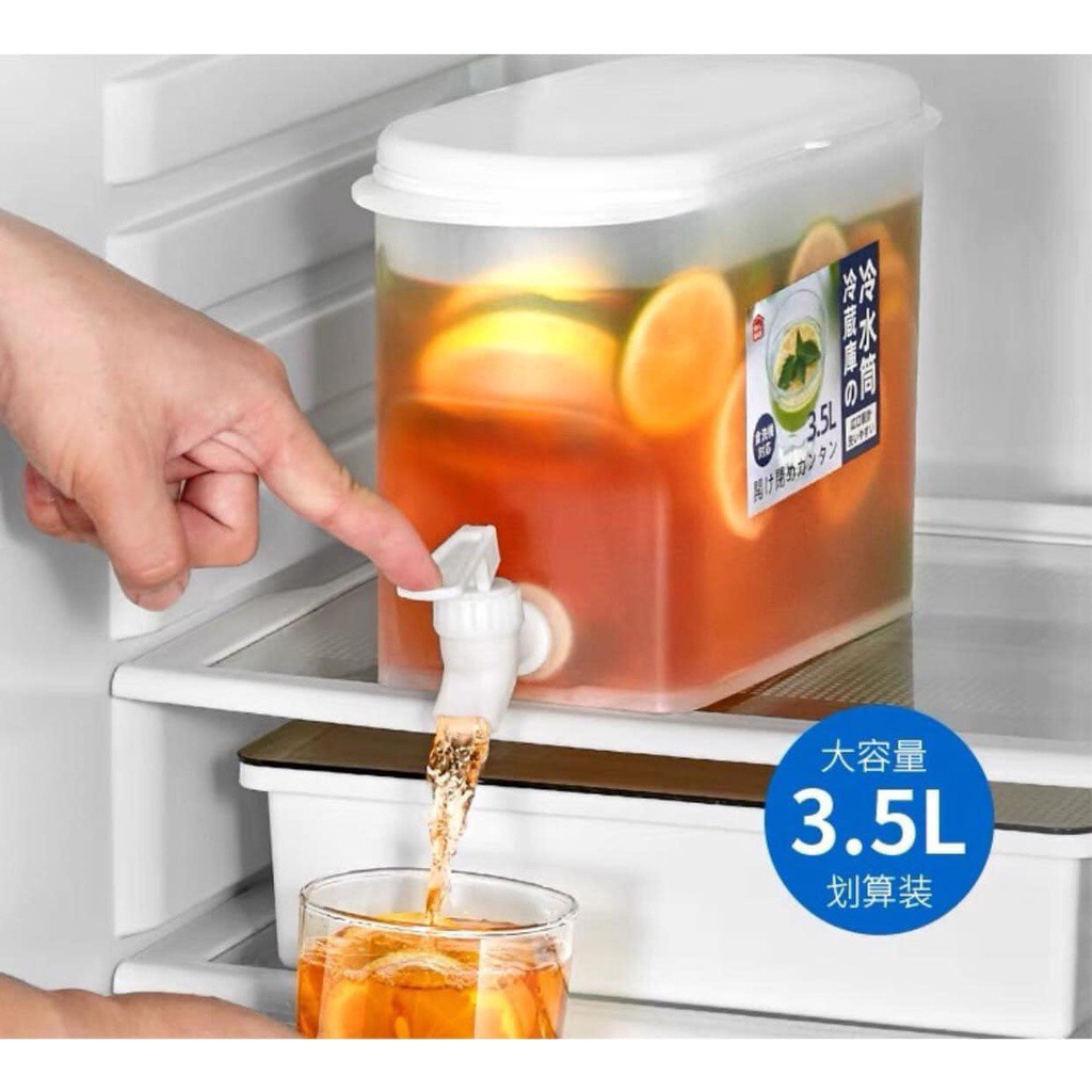 Bình đựng nước có vòi tiện lợi để tủ lạnh siêu to 3.5L chất liệu nhựa PP cao cấp chịu nhiệt tốt MiibooShi PVN17357