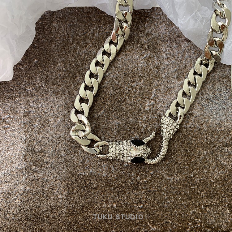 Vòng cổ Dạng Xích Màu Bạc Phong Cách Hip Hop Cổ Điển Cá Tính Dành Cho Nữ