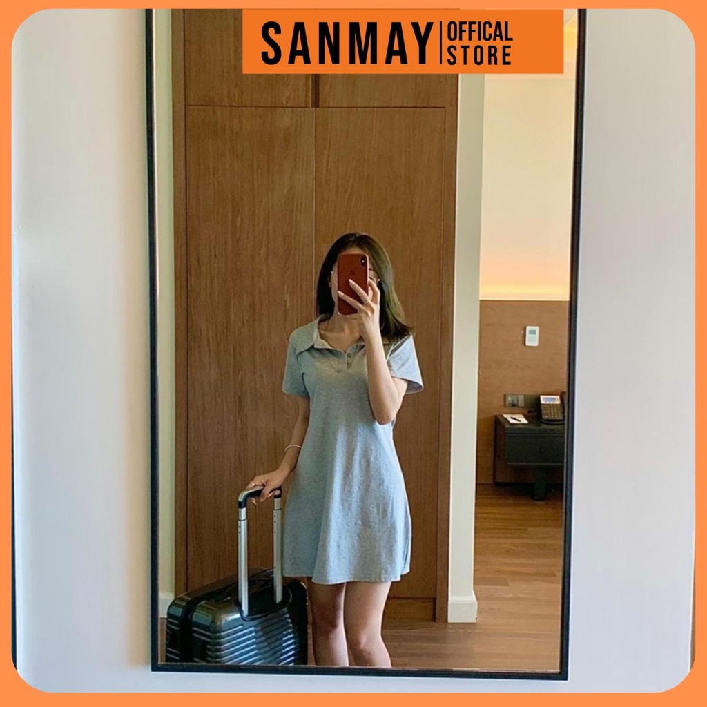 Váy Thun Suông SANJOL Đầm Polo Nữ Ôm Body Vải Cotton Sang Chảnh Hàn Quốc, Đi Chơi Biển Thiết Kế 3 Màu Xám Đen Hồng VD035 | BigBuy360 - bigbuy360.vn