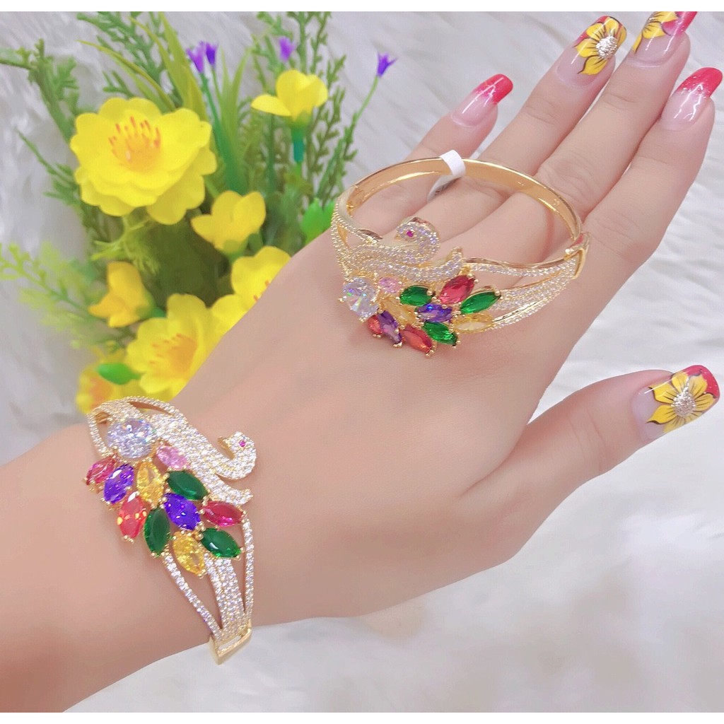 Lắc Tay Nữ, Vòng Tay Nữ Mạ Vàng 18K Chim Công Mẫu 136.0205 ( 01 Chiếc ) - Đi Chơi, Dự Tiệc Rất Đẹp - Tubi Cony