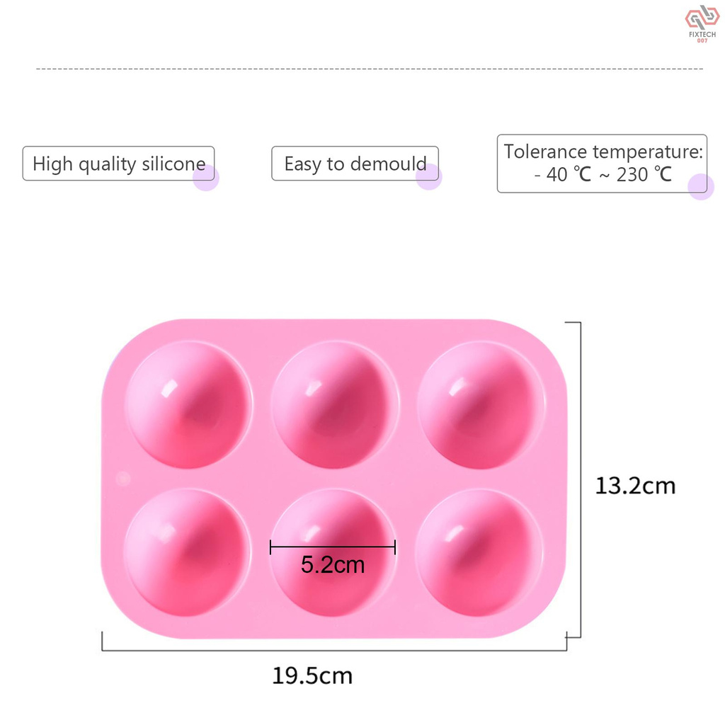 Khuôn Silicone Làm Bánh Hình Bán Nguyệt 6 Lỗ Không Dính Diy