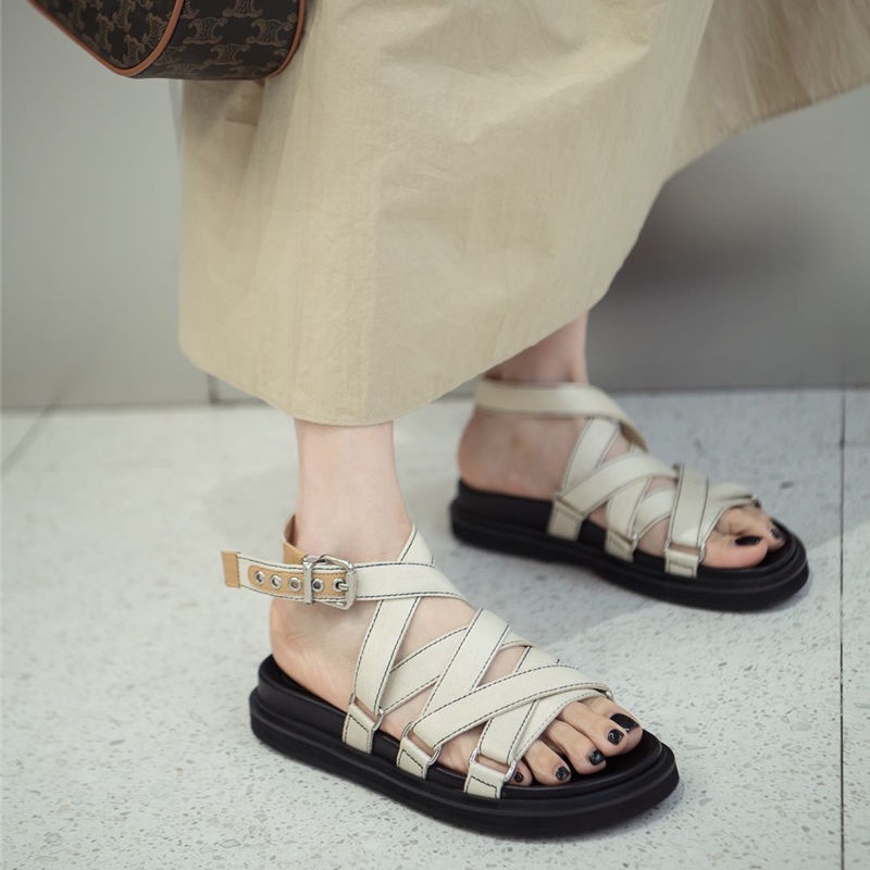 ♛❈✲Giày Sandal Đế Dày Phong Cách La Mã 2022 Thời Trang Mới Cho Nữ