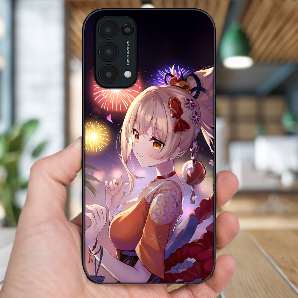 Ốp lưng Oppo Reno 5 viền đen in hình Yoimiya Genshin Impact