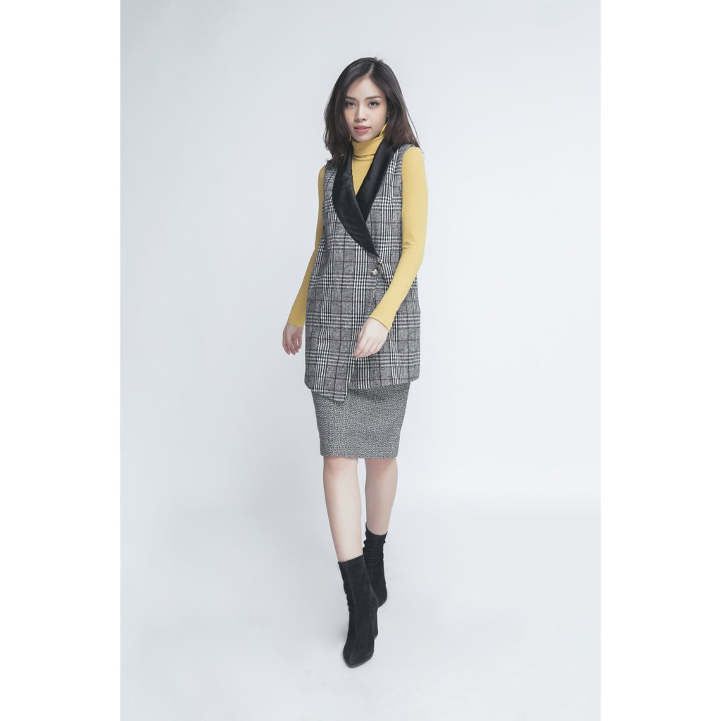 Áo khoác gile nữ họa tiết kẻ IVY moda MS 79B6836