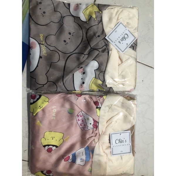 Đầm Ngủ Lụa Satin phối nơ hoạ tiết dễ thương cute | BigBuy360 - bigbuy360.vn