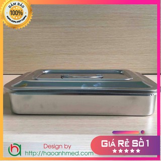[Giá siêu rẻ] Hộp Hấp dụng cụ y tế Inox Chữ Nhật Không Lỗ, Có quai sách tiện lợi
