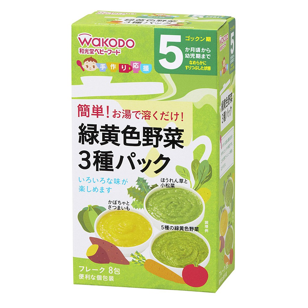 Bột ăn dặm Wakodo đủ vị cho bé 5m+