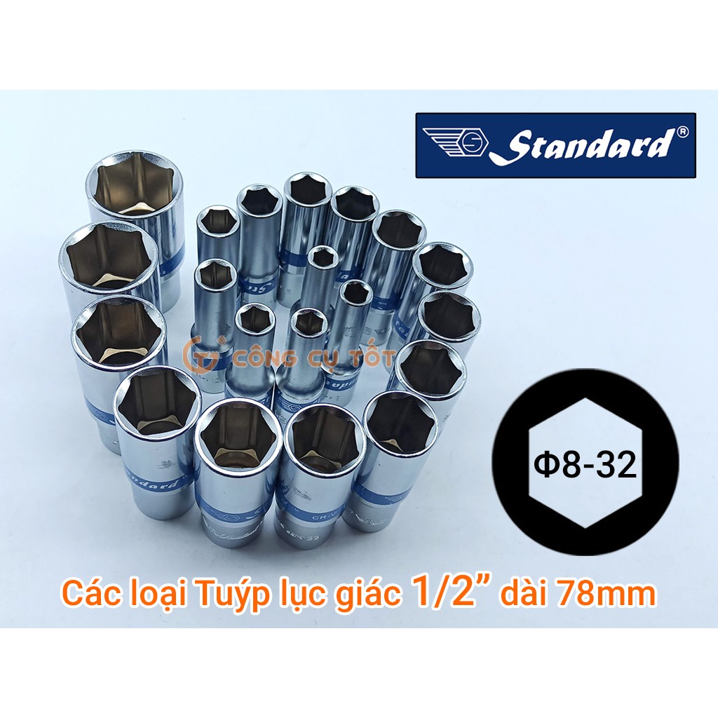 Tuýp lục giác 1/2 dài 78mm Standard xanh