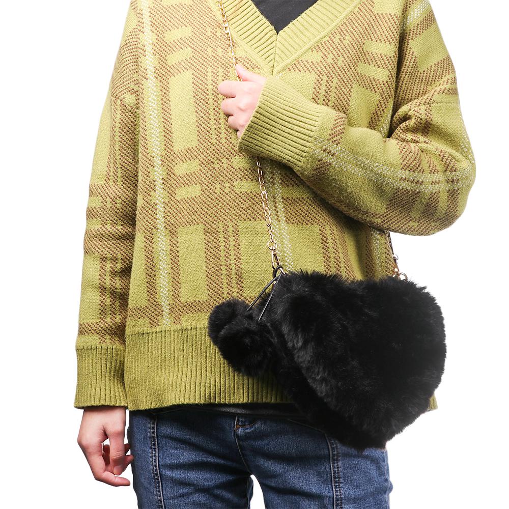 Túi Đeo Chéo Phủ Bông Hình Trái Tim Thời Trang Nữ Xinh Xắn