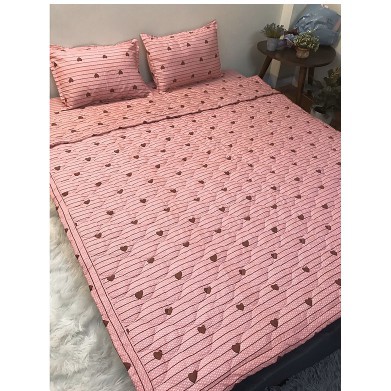 Thanh Lý Bộ Ga Gối Cotton Poly Mẫu KẺ TIM HỒNG ĐỦ KÍCH THƯỚC CHỌN LỰA
