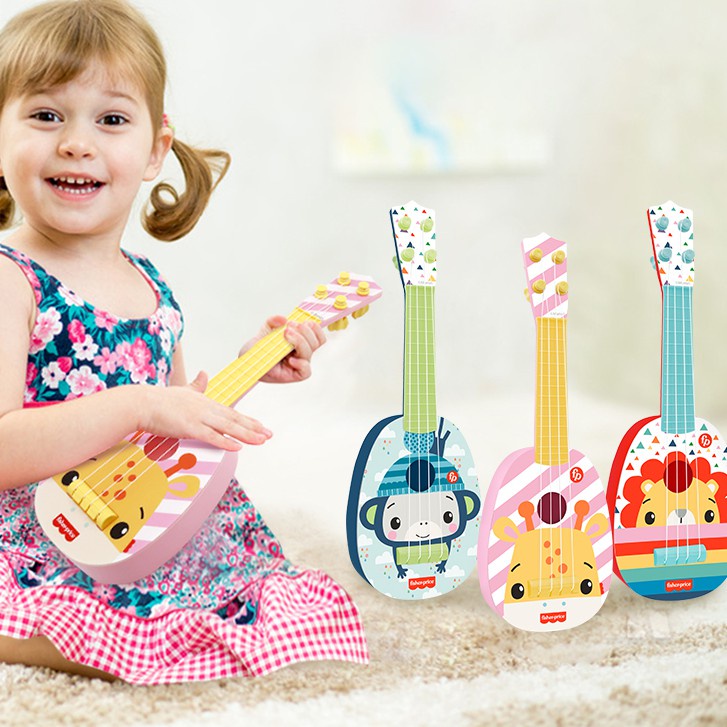 Fisher Price Đàn ukulele 4 Dây Mini 3 Màu Hình Động Vật Hoạt Hình Cho Bé