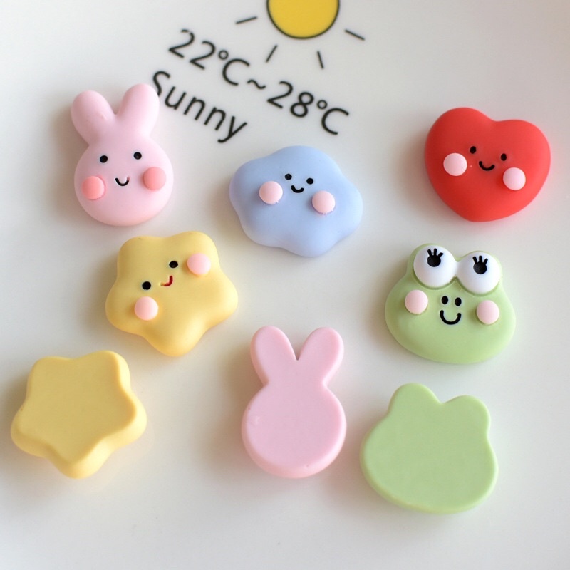 Charm pvc ếch-thỏ-trải tim-ngôi sao-đám mây làm phụ kiện tóc, decor