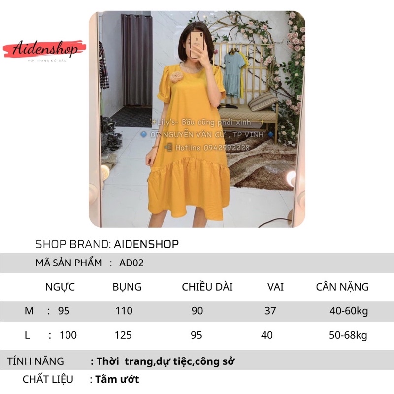 Váy bầu công sở suông Aidenshop đầm bầu thời trang thiết kế