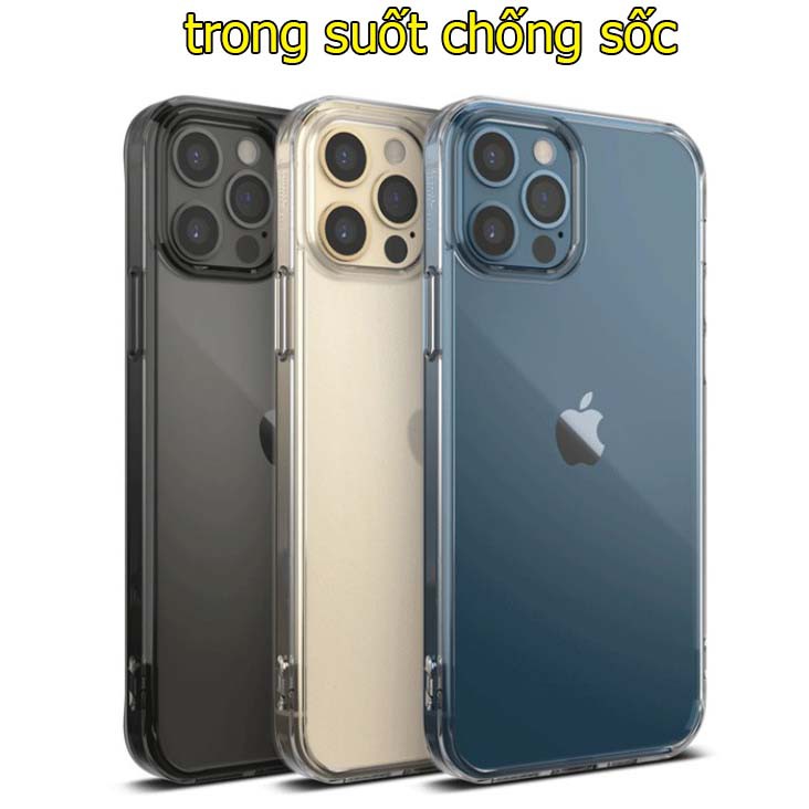 Ốp lưng iPhone 13 pro max/ 12/iP 11 trong suốt chống sốc đệm khí 4 góc