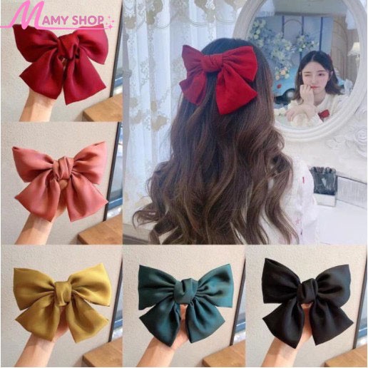 SHOP MỚI SALE Kẹp tóc nơ ruy băng lụa cỡ lớn thời trang Hàn Quốc