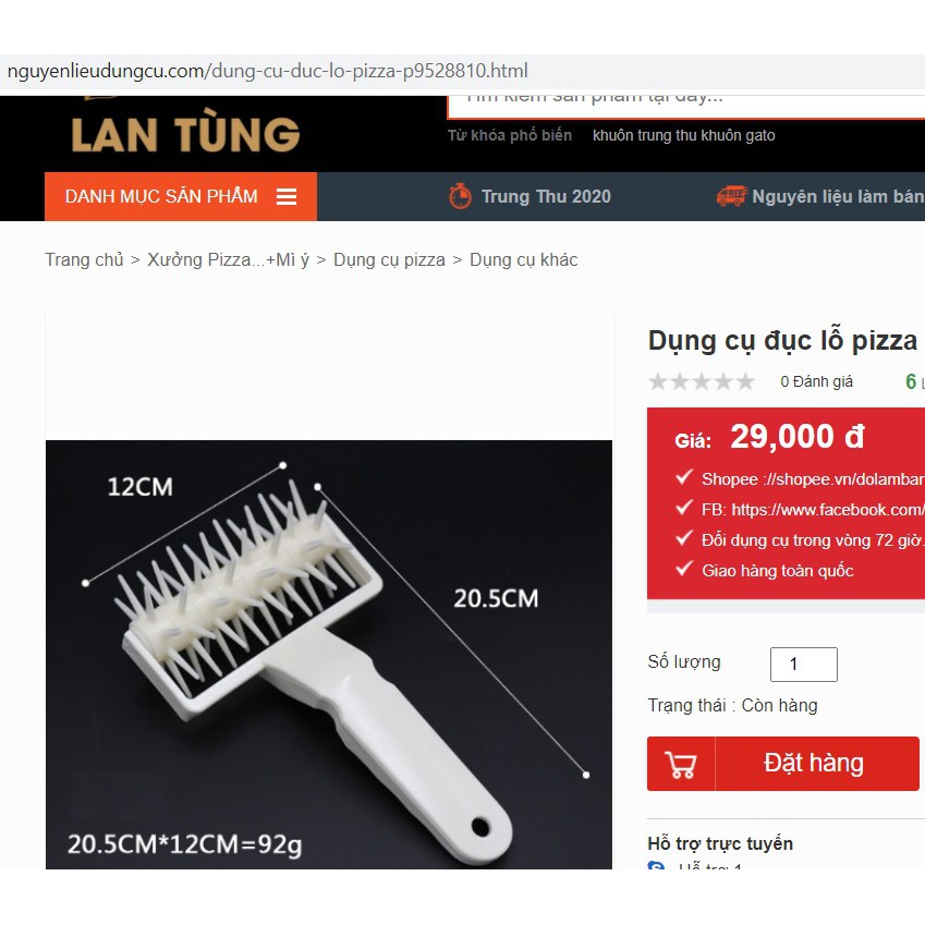 cây lăn đục lỗ pizza