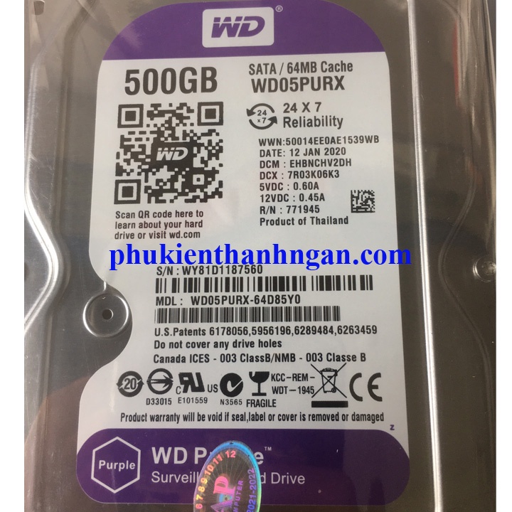 Ổ Cứng HDD 500G WD Tím Chuyên Camera - WD 500G - HDD 500G | BigBuy360 - bigbuy360.vn