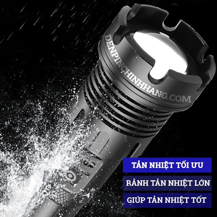 Đèn pin siêu sáng P90 COB cao cấp có zoom 2024