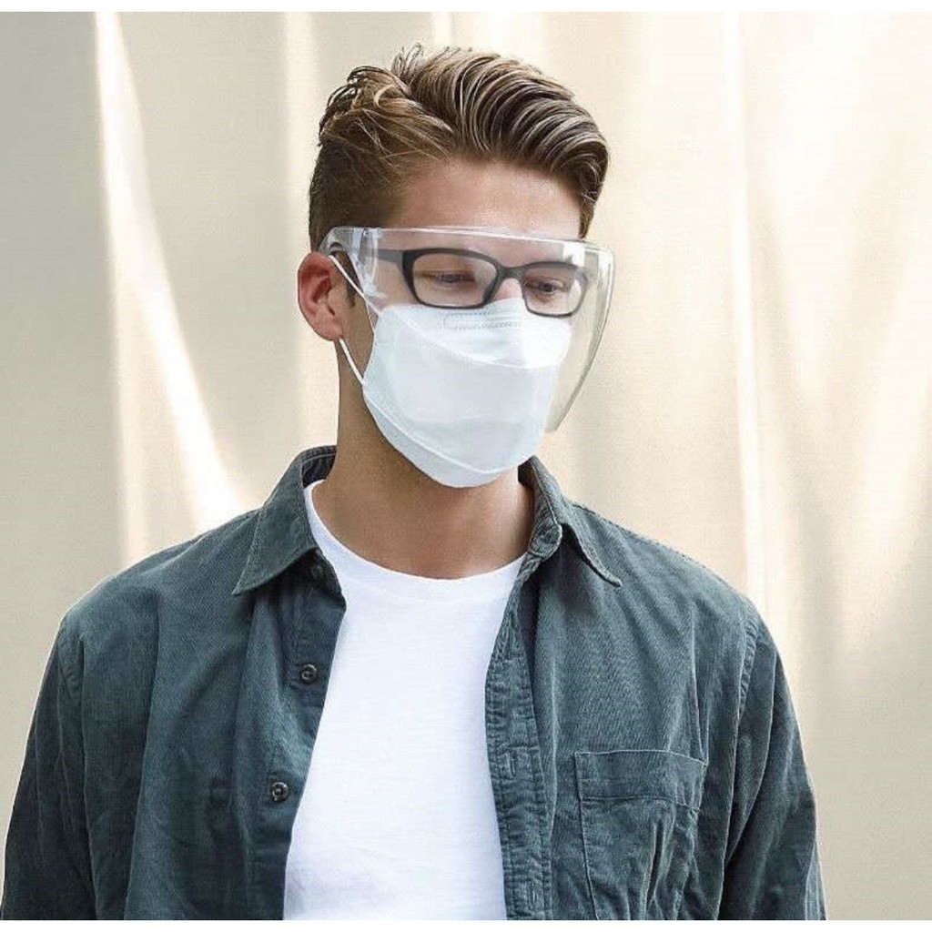 Mắt kính bảo hộ FACE SHIELD MASK chống giọt bắn, chống bụi che hết khuôn mặt bảo vệ mắt toàn diện tròng trong suốt