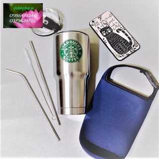 BÌNH GIỮ NHIỆT - LY GIỮ NHIỆT INOX THÁI LAN STARBUCK + 2 ỐNG HUT + TÚI CHỐNG SỐC  [ mua nhiều giảm giá ]]