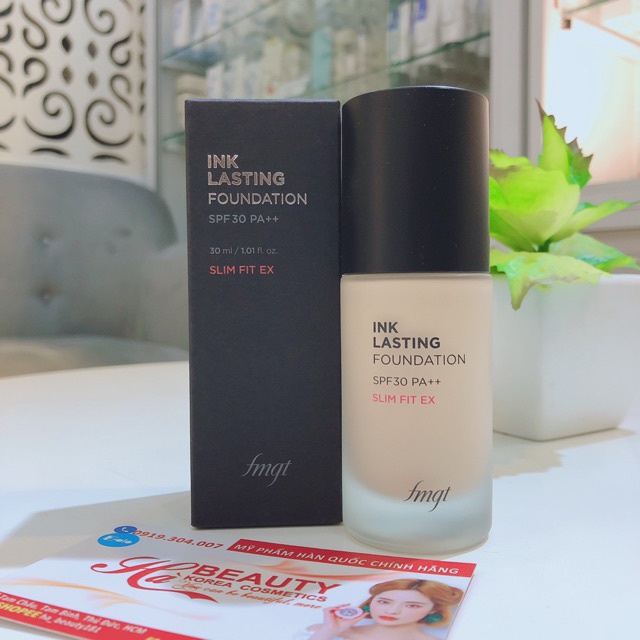 Kem nền che khuyết điểm trang điểm đa năng dưỡng ẩm lâu trôi The Face Shop Ink Lasting Foundation Slim Fit Ex SPF30 PA++