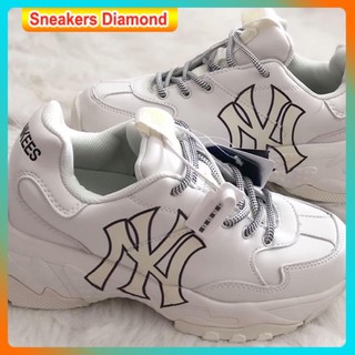 Hàng đẹp có sẵn Giày thể thao nam nữ M.L.B NY kem chữ vàng