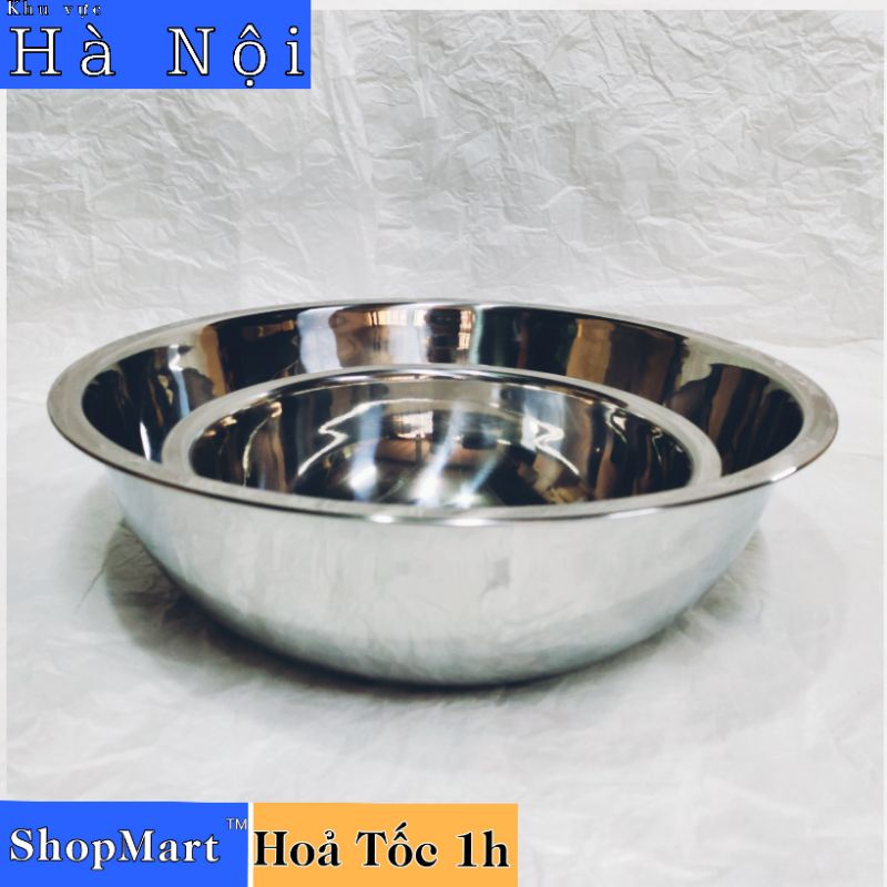 Thau inox 304, chậu inox 304 size 40 cm hàng chính hãng Việt Nam thau trộn, thau rửa mặt tiện dụng