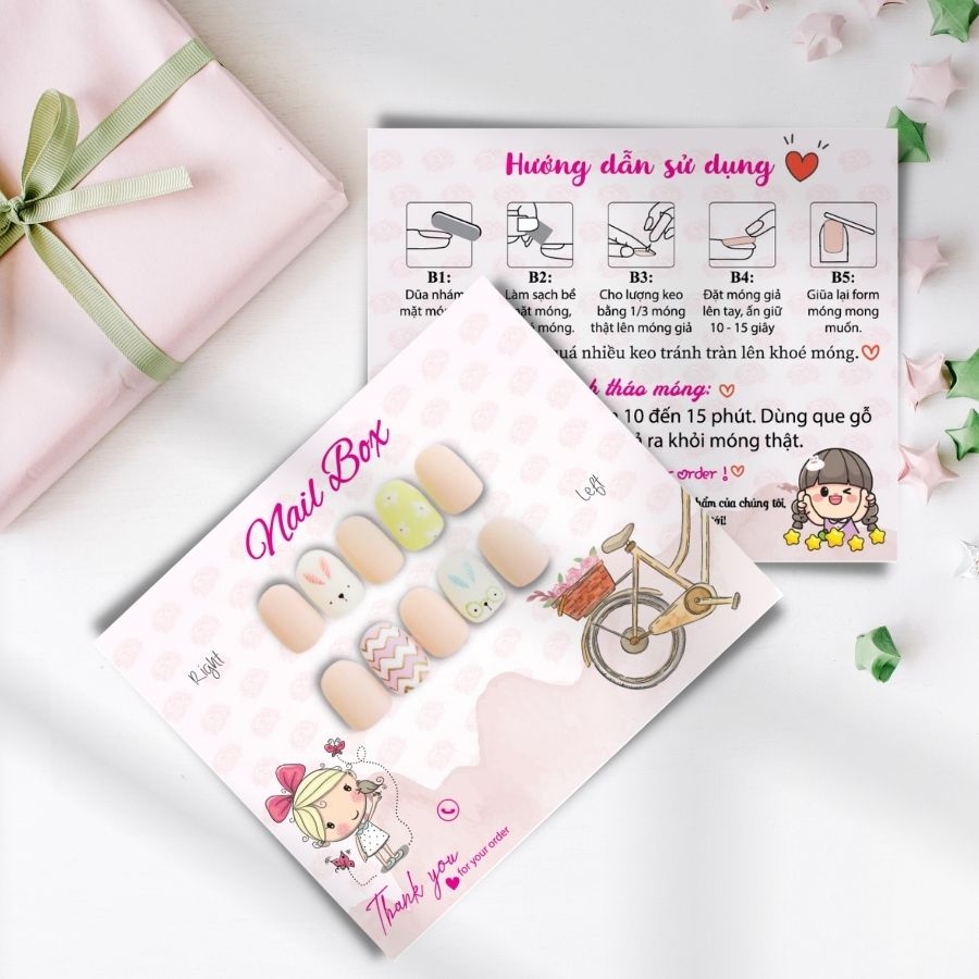 50 bìa Nail box giấy gắn móng tay giả giá rẻ, Giấy dày cán màng chống thấm nước - in 2 mặt