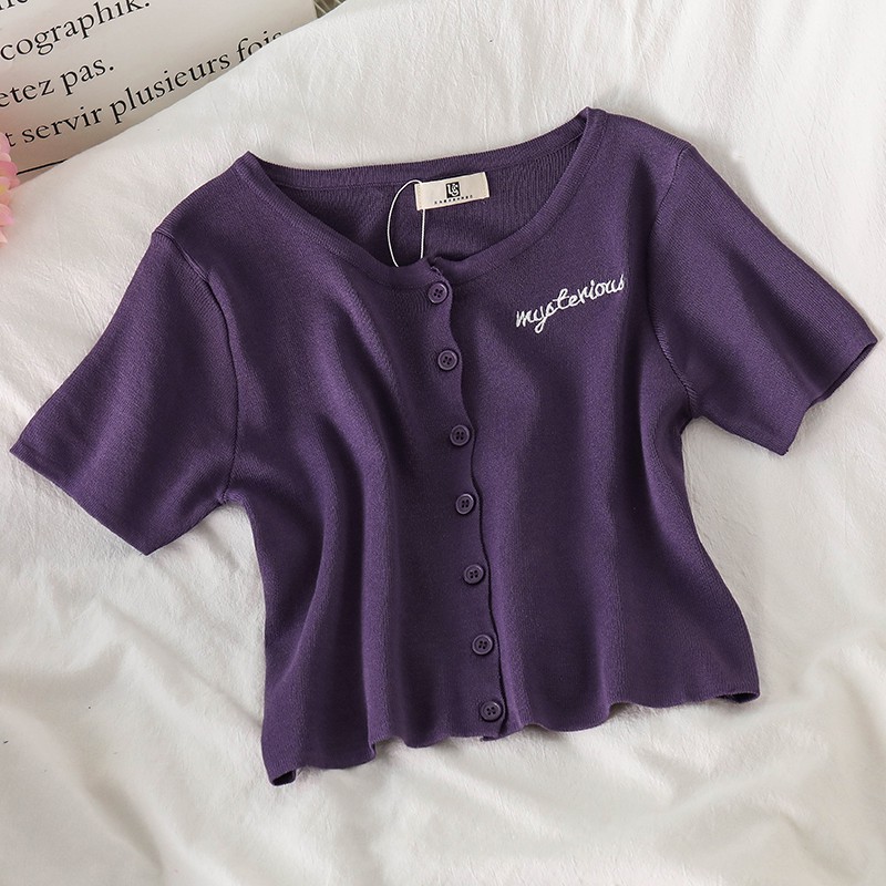 NUZIRO  Áo Khoác Nhẹ Dáng Ngắn Dệt Kim Tay Ngắn Dễ Phối Đồ