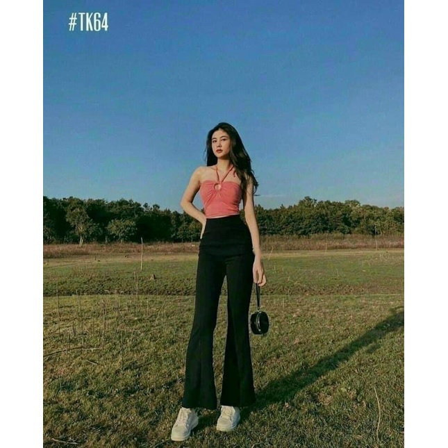 Quần legging ống loe lưng cao co dãn 4 chiều siêu tôn dáng