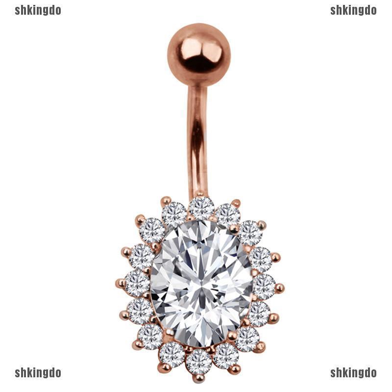 Khuyên rốn đính đá bằng thép y tế sành điệu cá tính