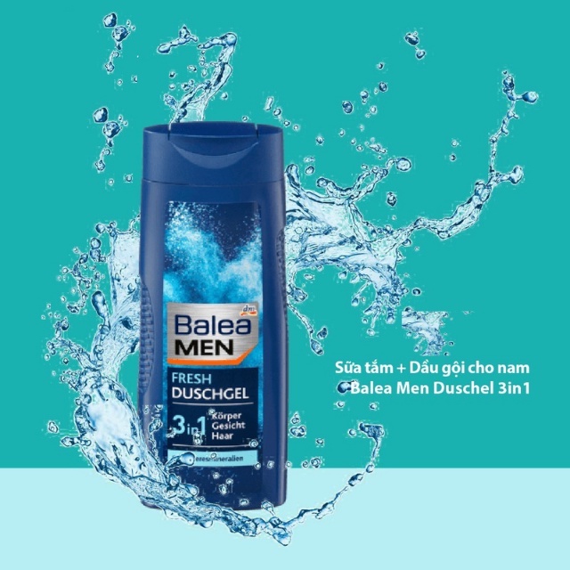 Sữa tắm Balea Men 3in1 cấp ẩm, sáng da, hương thơm nam tính nội địa Đức, Eumarket.