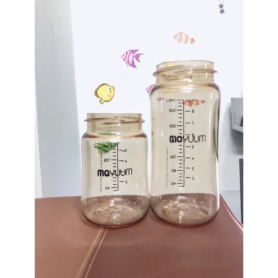 (Tách lẻ) Thân bình sữa Moyuum Bản trơn Gold/ Mây cloud/ Hoa Daisy/ Lạc đà/ Tím clover/ Thủy tinh - size 170ml và 270ml