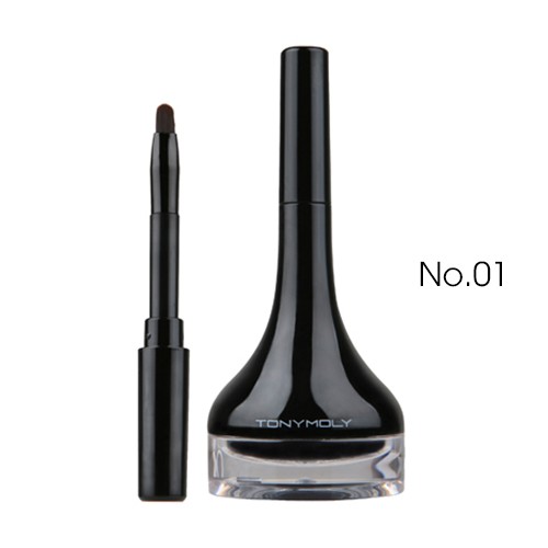 Gel Kẻ Mắt Tonymoly Kèm Cọ Màu Đen Gel Eyeliner 01 Black - Cọ Kẻ Mắt Nước Tonymoly Màu Đen Black