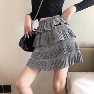chân váy nhũ tầng cạp chun