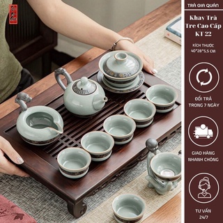 Khay trà tre cao cấp chữ nhật kích thước 405.5 kt 22