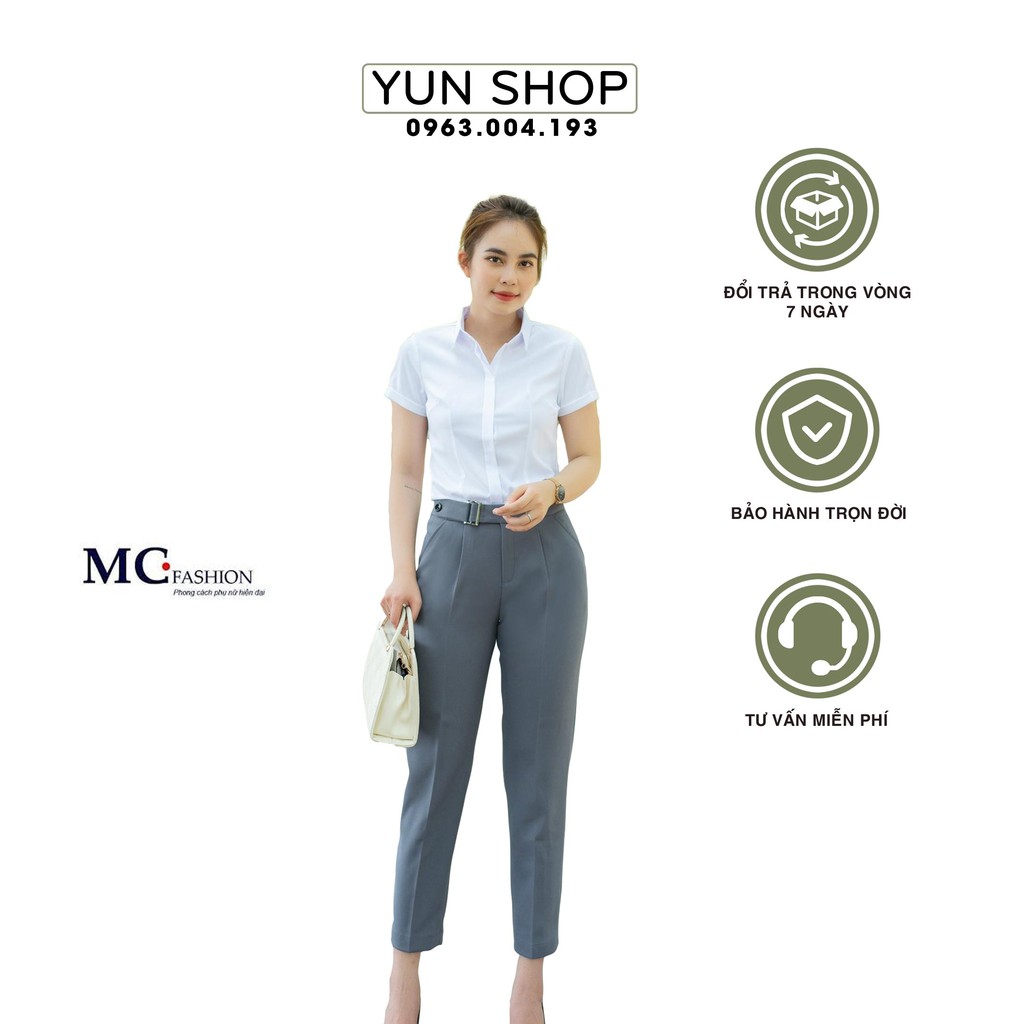 Áo Sơ Mi Nữ - Áo Sơ Mi Nữ Trắng Cơ Bản Cộc Tay - MC Fashion A0068
