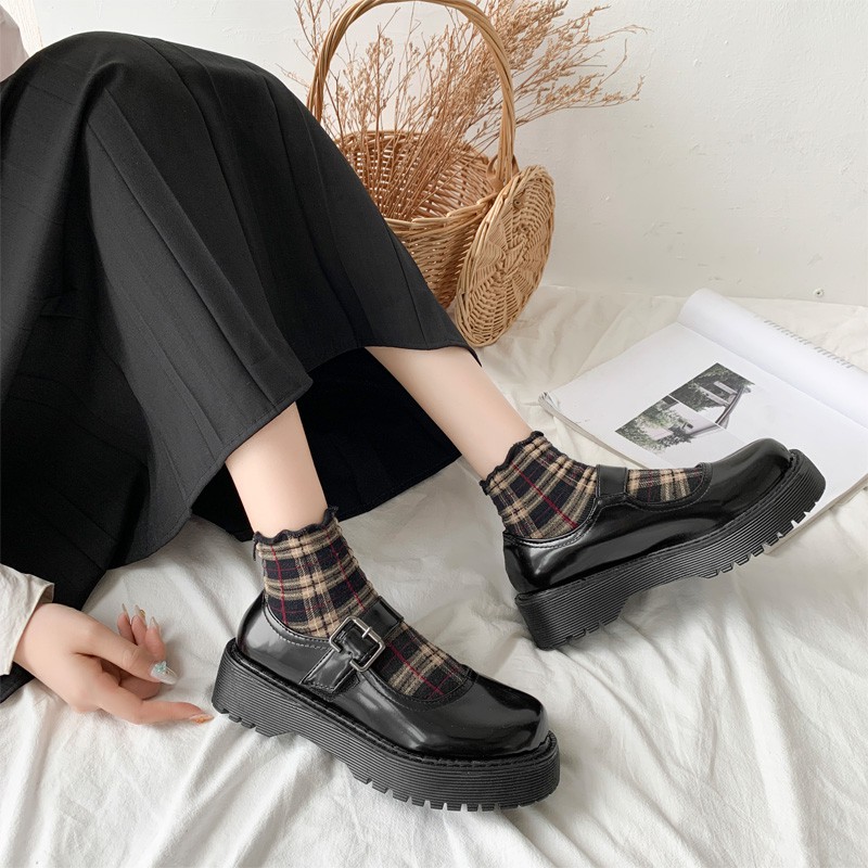 Giày Oxford Nữ Mũi Tròn Đế Cao 5cm Phong Cách Lolita Nữ Sinh Nhật Bản - GD011
