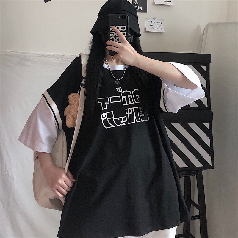 Áo Thun Ngắn Tay Giả Nhiều Lớp Phong Cách Retro Nhật Bản | BigBuy360 - bigbuy360.vn