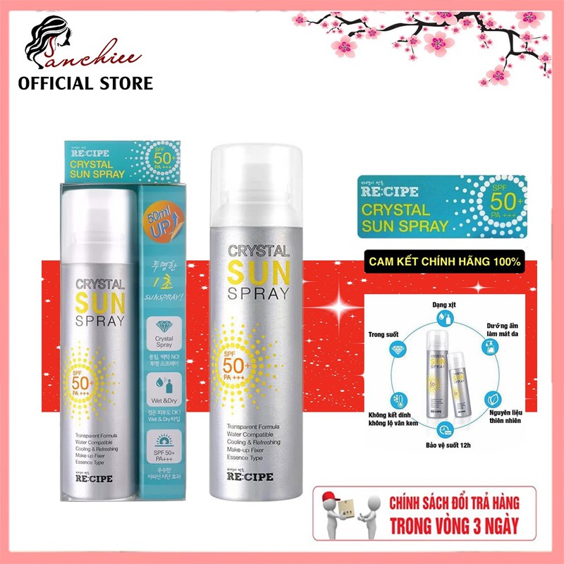 Xịt chống nắng Crystal Sun Spray SPF50+ (150ml). dưỡng ẩm, bảo vệ da