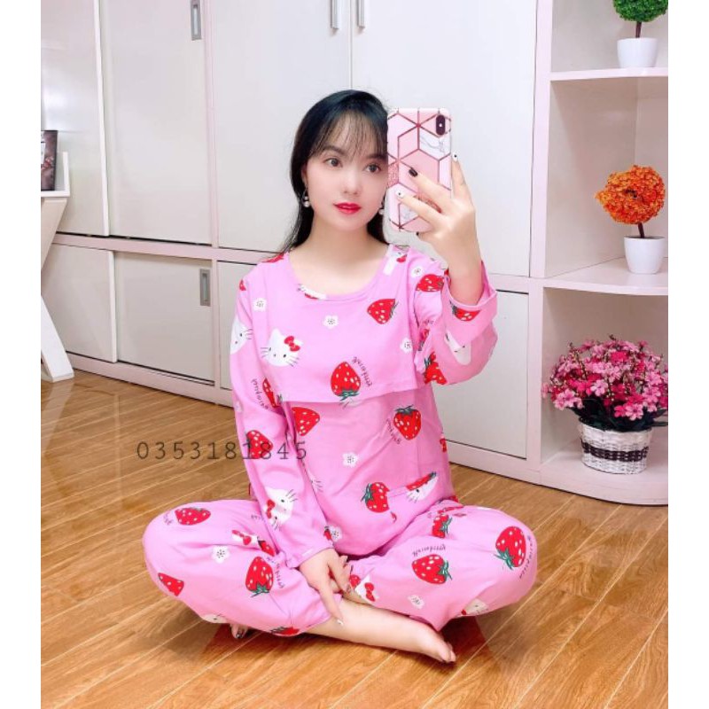 Bộ Lanh Lụa Sau Sinh Mềm Mát, Mở Nắp Ngực Cho Bé Bú 45-65kg