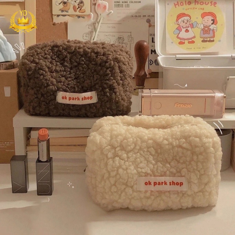 Túi Đựng Mỹ Phẩm Bằng Lông Cừu Dễ Thương Xinh Xắn