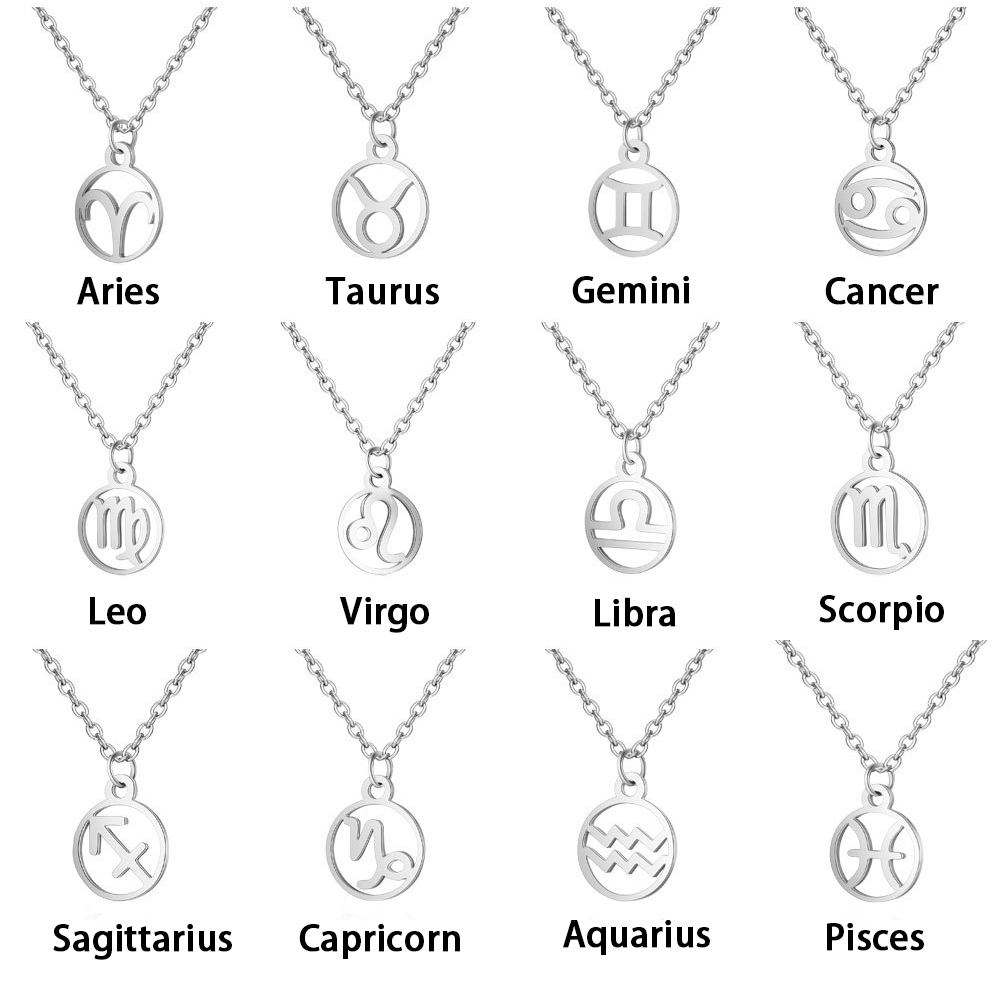 Vòng cổ mặt 12 chòm sao bằng thép không gỉ tinh tế sang trọng