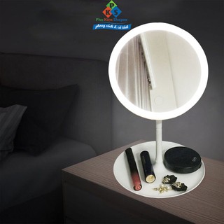 Gương trang điểm đèn LED cao cấp, Gương trang điểm để bàn ánh sáng 3 cấp độ, Cáp sạc USC, Bảo hành 1-1