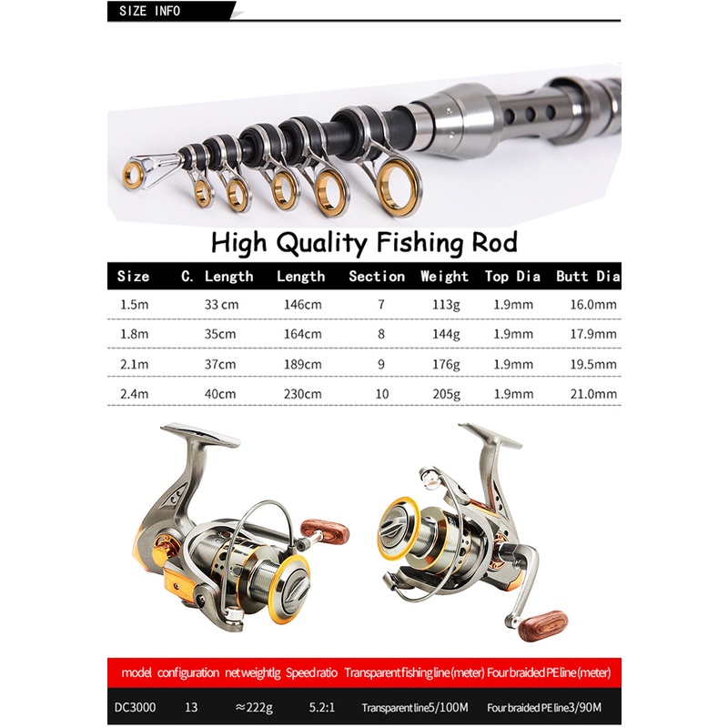 Cần Câu Cá Bằng Sợi Carbon Siêu Nhẹ 1.5-2.4M