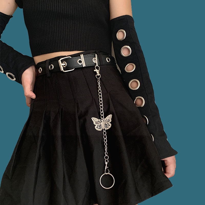 [COD &amp; Hàng Có Sẵn] Thắt Lưng Da Không Đục Lỗ Phối Dây Xích Cá Tính Thời Trang