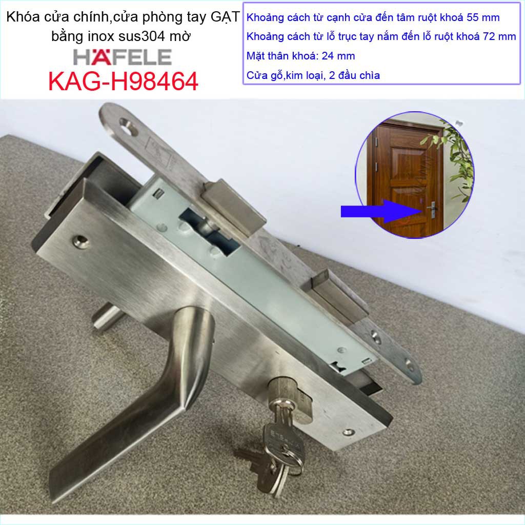 Khóa  cửa tay gạt Hafele, Khóa cửa chính, khóa cửa 4 cánh Hafele KAG-H98464