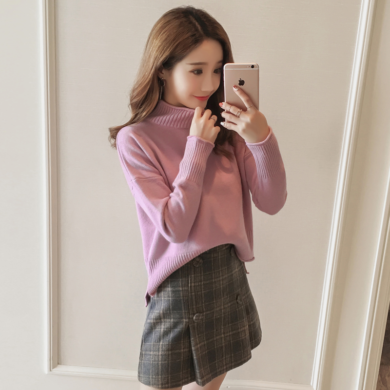 Áo Sweater Dệt Kim Cổ Lọ Dáng Rộng Phong Cách Phương Tây Thời Trang Thu Đông Cho Nữ